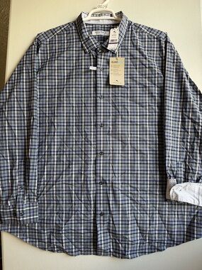 Tommy Bahama Navy and Gray Plaid Long-Sleeve Button-Down Shirt